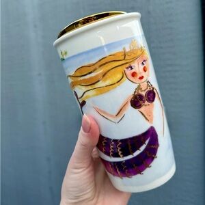 Starbucks Mermaid Tumbler with Gold and Purple Accents ceramic mug 12oz cute 🥰
